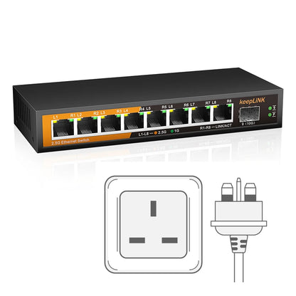 KeepLiNK 9-Port Multi-Gigabit Ethernet Switch Unmanaged 8- Port 2.5G RJ45 1-Port 10G SFP+ Uplink for Network Expansion
