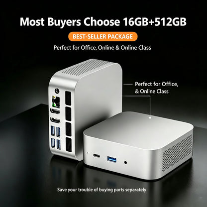 SZBOX MINI PC Ryzen 7 8745HS / Ryzen 5 7640HS Windows 11 Pro DDR5 NVME SSD WIIF6 BT5.2 USB-C Desk Office Mini PC
