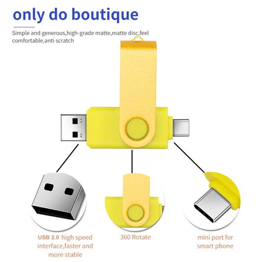 Colorful TYPE-C 2.0 USB Flash Drive 8GB 16GB 32GB 64GB USB Stick Pen Drive High Speed Pendrive for Smart Phone/Laptop