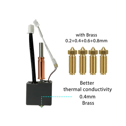 For Anycubic Kobra 3 V2 hotend 0.4mm Hardened Steel Brass Nozzle, Kobra 3 V2 Combo Accessories