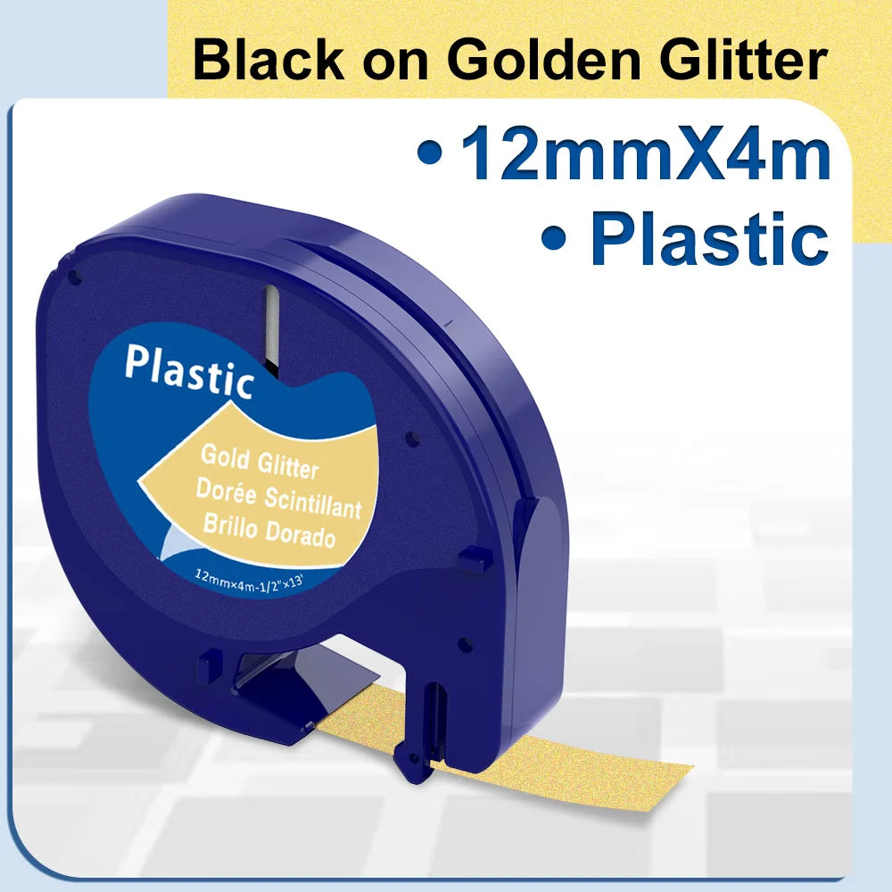 91200 91331 Compatible for Dymo Letra Tag Plastic Tape 12mm*4m Black on White LT 91331 12267 LT 91201 12267 for LT-100H LT-100
