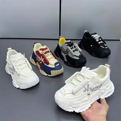 Platform Sneakers for Mens Fashion Designer Casual Leather Shoes for Man Chunky Height Increased Mens Sneakers Zapatillas Hombre