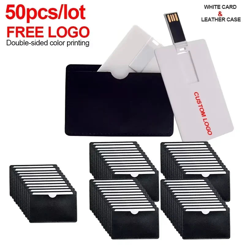50pcs/lot High Speed Credit Card USB 2.0 Flash Drive Custom Logo Pendrive 4GB 8GB 16GB 32GB 64GB Bank Card for Gift Memory Stick