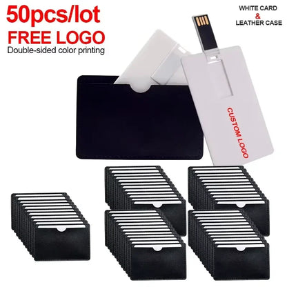 50pcs/lot High Speed Credit Card USB 2.0 Flash Drive Custom Logo Pendrive 4GB 8GB 16GB 32GB 64GB Bank Card for Gift Memory Stick
