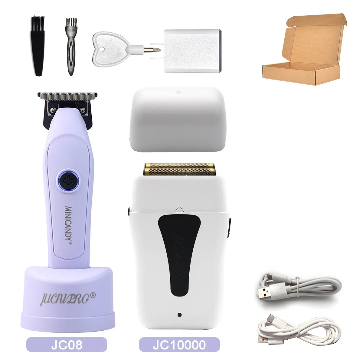 JUCAI MINICANDY JC08 Men's Hair Clipper DLC Zero Gapped Brushless Motor with Base Charger Professional Trimmer Finishing Machine