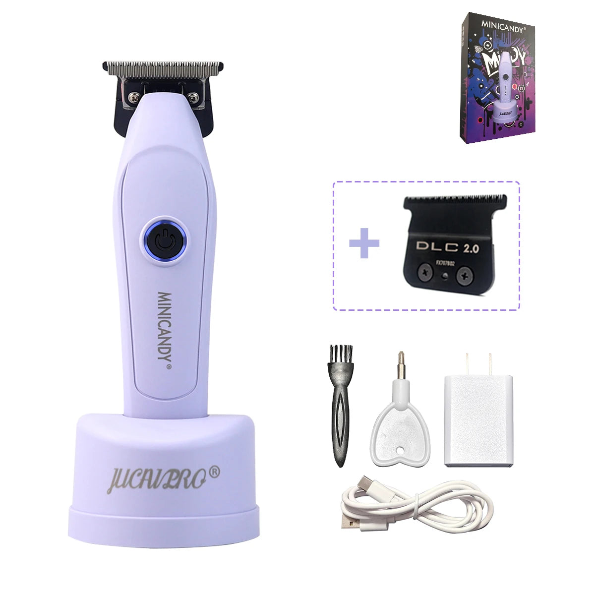 JUCAI MINICANDY JC08 Men's Hair Clipper DLC Zero Gapped Brushless Motor with Base Charger Professional Trimmer Finishing Machine