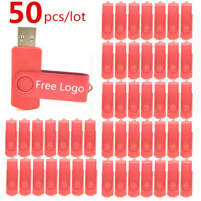 50pcs/lot Metal Usb Flash Drive 128GB Pendrive 64gb Cle High Speed Memoria Usb Stick 32GB 16GB 4GB Pen Drive Free Custom Logo