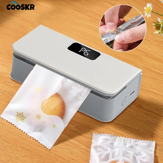 Heat Sealer Portable Rechargable Heat Bag Sealing Machine for Food Storage Plastic Bag Sealer Food Packaging Bag Heat Sealer