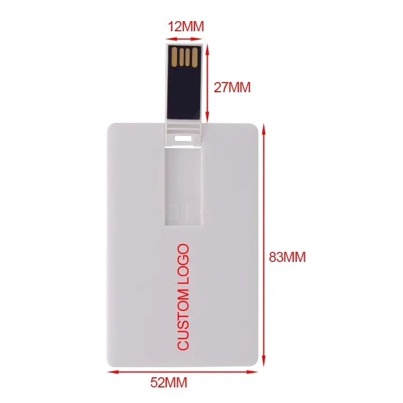 50pcs/lot High Speed Credit Card USB 2.0 Flash Drive Custom Logo Pendrive 4GB 8GB 16GB 32GB 64GB Bank Card for Gift Memory Stick