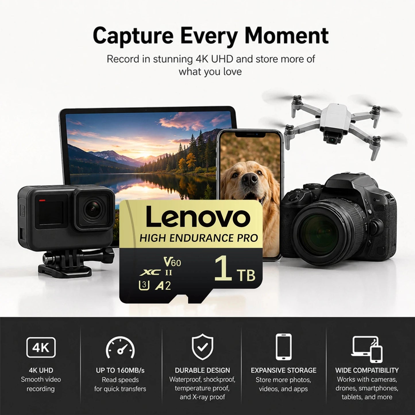 Lenovo 2TB High Speed Micro TF SD Flash Memory Card 1TB 512GB 256GB 128GB 4K Full HD Video Storage For Camera PC Game Devices