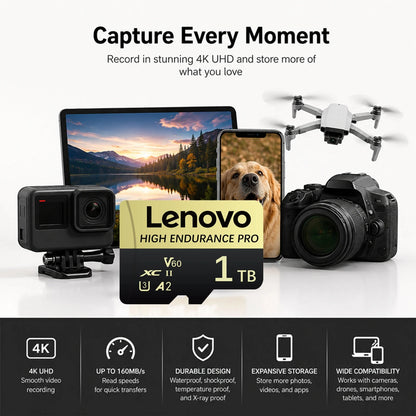 Lenovo 2TB High Speed Micro TF SD Flash Memory Card 1TB 512GB 256GB 128GB 4K Full HD Video Storage For Camera PC Game Devices