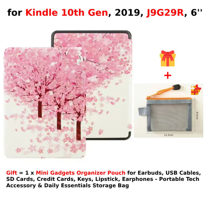For Kindle 10th Generation Case + Mini Gadgets Organizer Pouch 6'' J9G29R 2019 Leather Cover Auto Wake/Sleep Kindle Skin Funda