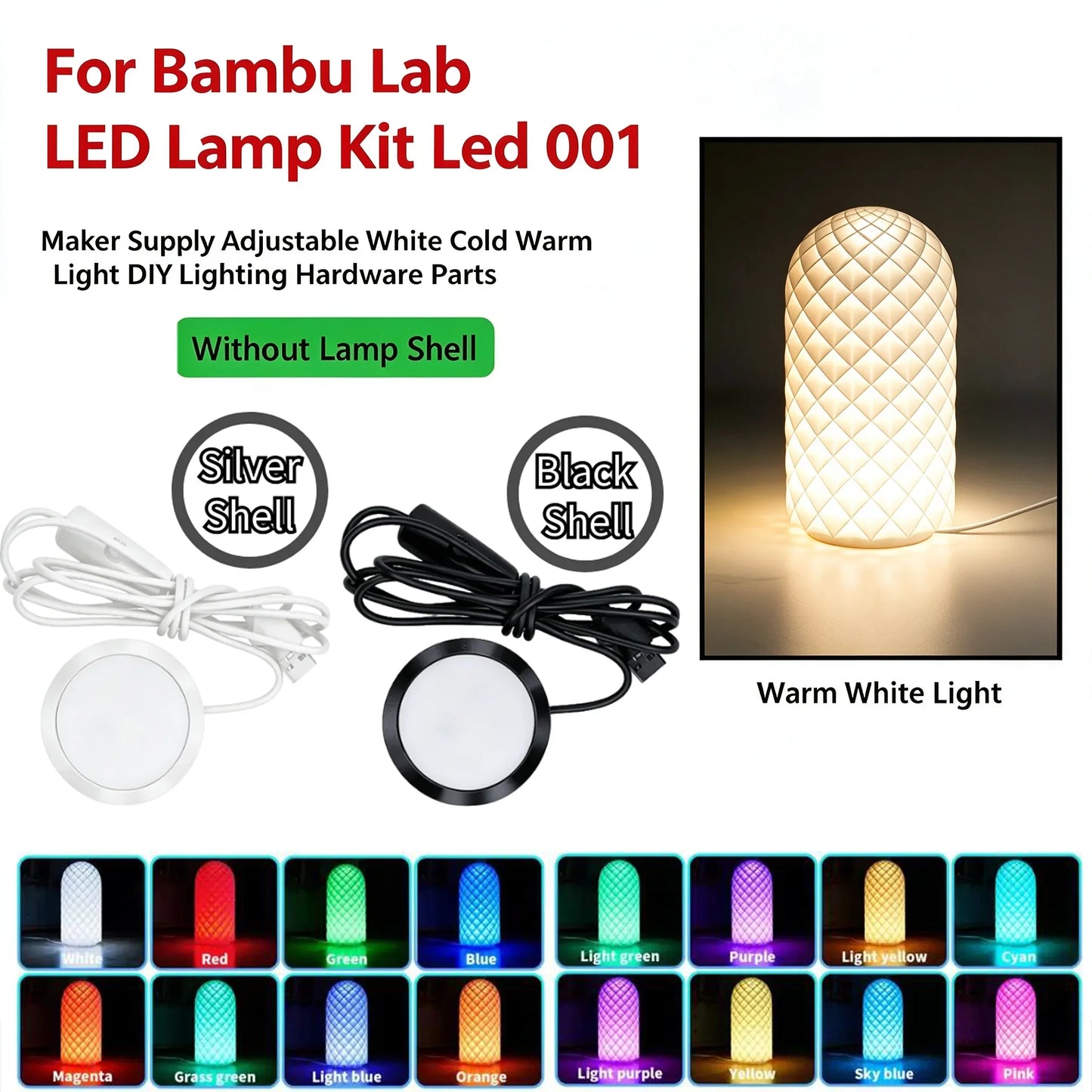 LED Lamp Kit 001 Warm White Hardware Bambulab Light Kit for Bambu Lab 3D Printer DIY For Bambu Lab Accessories 3D Printer Parts