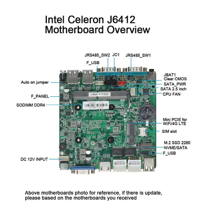 Fanless Industrial Mini PC Celeron J6412 J1900 J2900 N2840 2x COM RS232/RS485 2x Ethernet WiFi 4G LTE SIM Slot Windows Linux