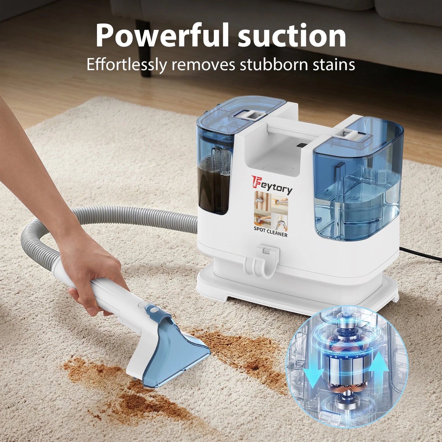 430W 15kpa Portable Carpet Cleaner Vacuum Cleaner Deep Clean Pet Stains Upholstery Cleaner Pet Special Stain Cleaner