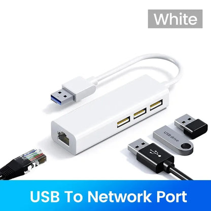 4 in 1 USB Type C to RJ45 Lan Network Card USB2.0 Ethernet Card Hub Splitter Adapter 10GBit/s for Laptop PC Driver Free