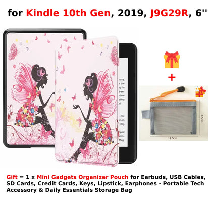 For Kindle 10th Generation Case + Mini Gadgets Organizer Pouch 6'' J9G29R 2019 Leather Cover Auto Wake/Sleep Kindle Skin Funda