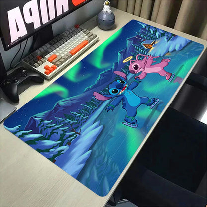 Cute Anime Stitch Mousepad Locking Edge Non-slip Mouse Pad HD Printing Computer Gamers Mausepad XXL Keyboard E-Sports Deskmat