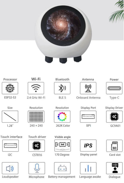 DeepSeek AI Voice Chat Robot ESP32-S3 1.28inch LCD Display N16R8 Electronic EYE Clock Desktop ESPHome Assistant For XiaoZhi
