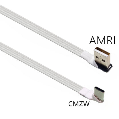 2M 3M USB-C Type C Male straighten/UP Down Angled 90 Degree to USB 2.0 Male Data Cable USB Type-c Flat Cable 0.1m/0.2m/0.5m/1m