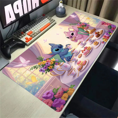 Cute Anime Stitch Mousepad Locking Edge Non-slip Mouse Pad HD Printing Computer Gamers Mausepad XXL Keyboard E-Sports Deskmat