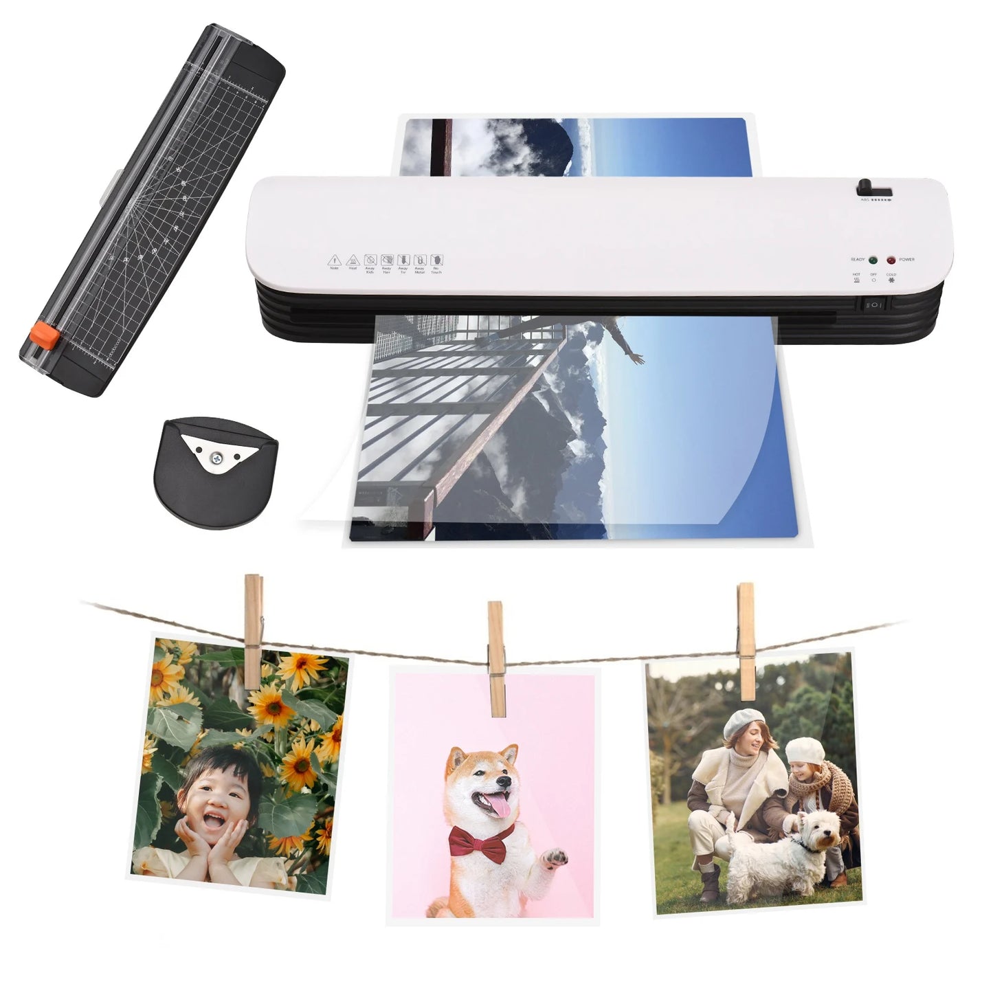 SL399 Laminator Machine Set A3 Size Hot and Cold Lamination 2 Roller System with 25 Laminating Pouches Corner Rounder