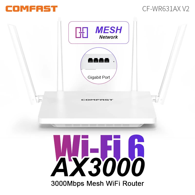 COMFAST AX3000 WIFI6 Router Gigabit 2.4G&5GHz 802.11AX Wireless Signal Amplifier Booster Gigabit Router WIFI Amplifier For Home