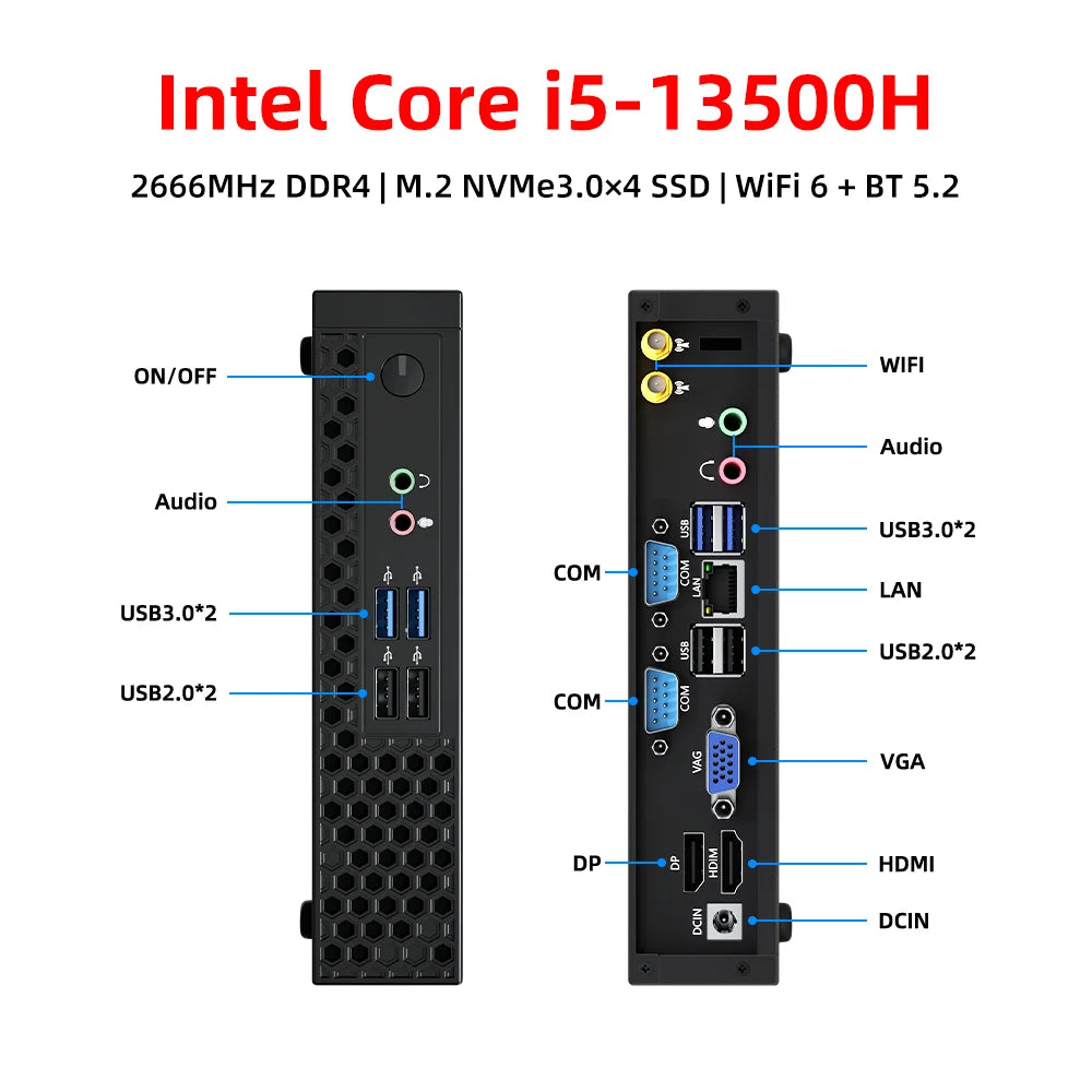 TexHoo Mini PC Intel Core I5 13500H/N5095 Windows 11 PC 16GB DDR4 512GB SSD Dual-Band WiFi 6 BT5.2 4K@60Hz Gaming Computer PC