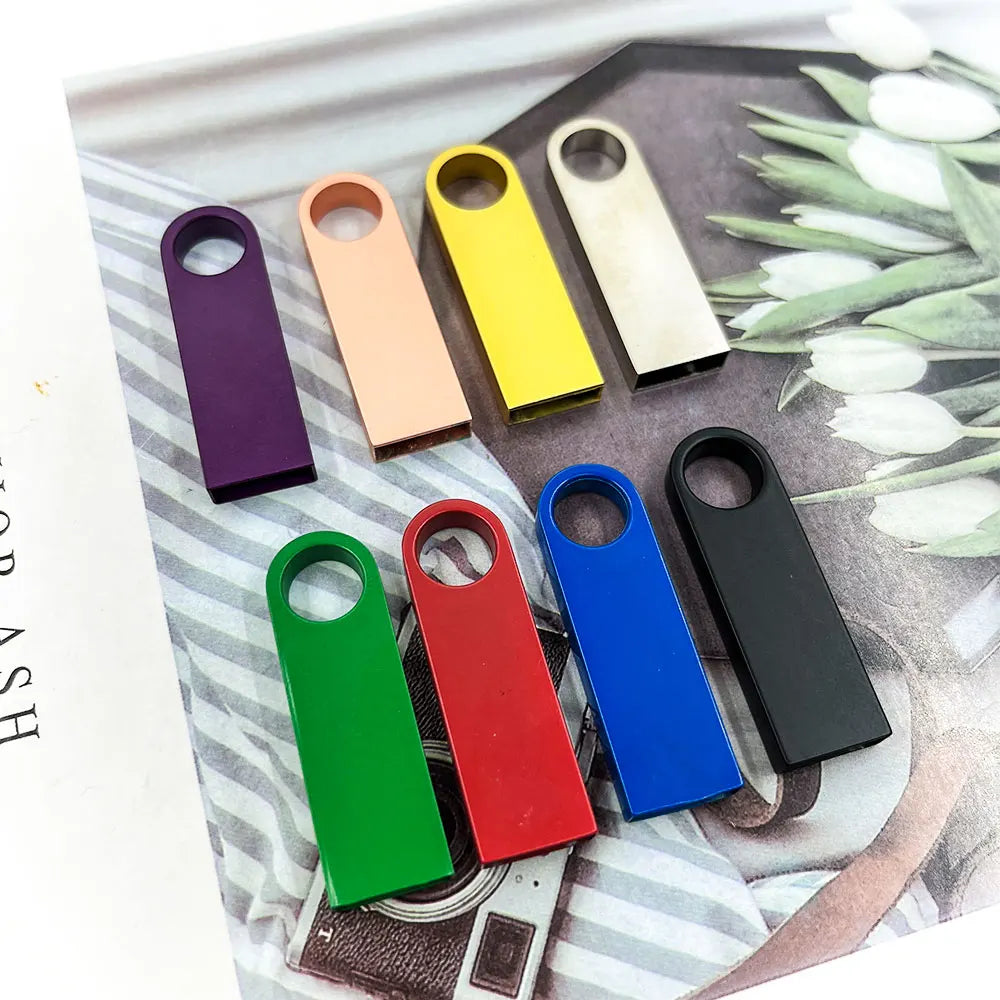 Metal USB 2.0 Flash Drive Pendrive 16GB 32GB 64GB High Speed Memory Stick U Disk 128GB Key Ring Gift 8GB