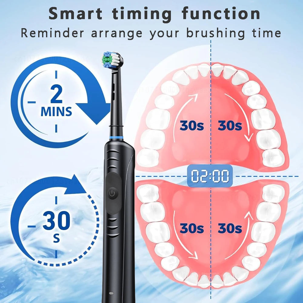 Electric Toothbrush Rotating Rechargeable Rotary Electric Toothbrush with Timer Electric Tooth Brush with 8 Brush