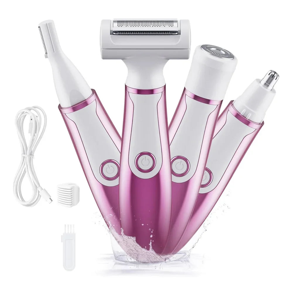 4 In 1 Painless Hair Removal Epilator Rechargeable Trimmer Women Body Razor Face Leg Armpit Bikini Pubic Shaver Hair Remover