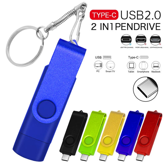 Colorful TYPE-C 2.0 USB Flash Drive 8GB 16GB 32GB 64GB USB Stick Pen Drive High Speed Pendrive for Smart Phone/Laptop