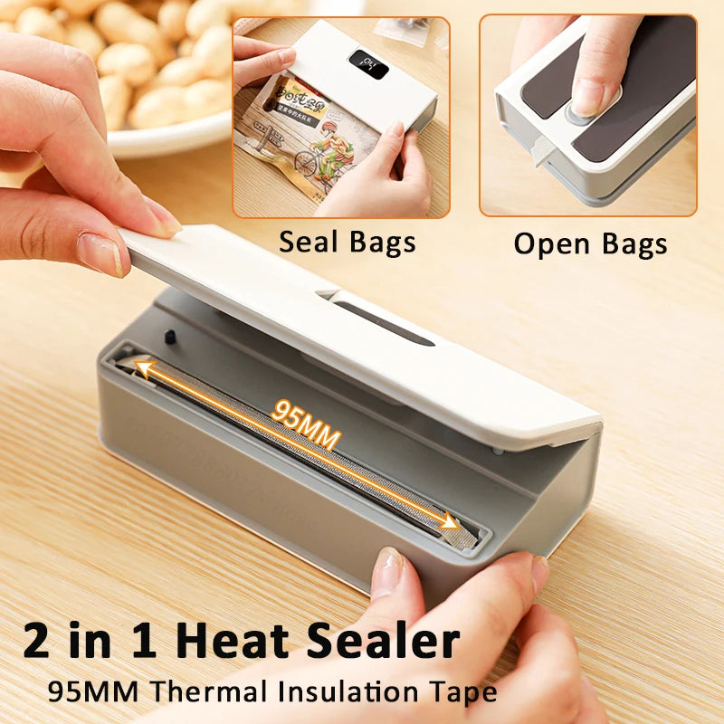 Heat Sealer Portable Rechargable Heat Bag Sealing Machine for Food Storage Plastic Bag Sealer Food Packaging Bag Heat Sealer