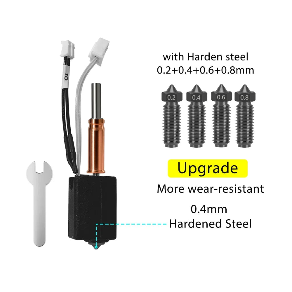 For Anycubic Kobra 3 V2 hotend 0.4mm Hardened Steel Brass Nozzle, Kobra 3 V2 Combo Accessories