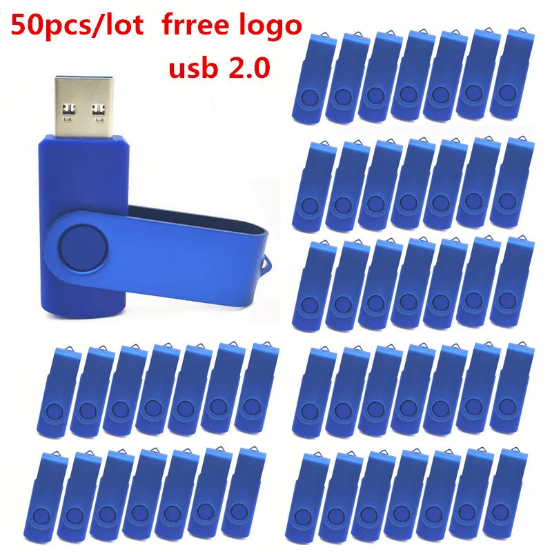 50pcs/lot Metal Usb Flash Drive 128GB Pendrive 64gb Cle High Speed Memoria Usb Stick 32GB 16GB 4GB Pen Drive Free Custom Logo