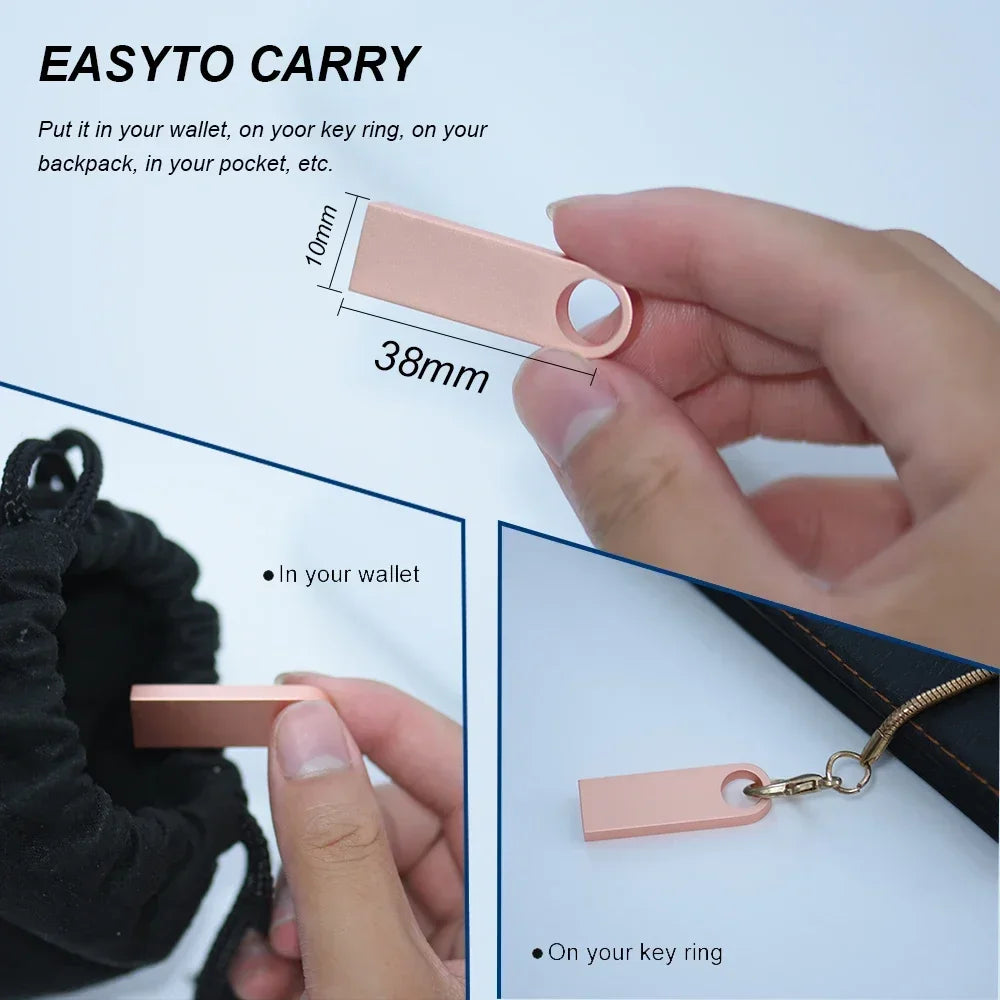 JASTER Metal USB 2.0 Flash Drives 128GB High Speed Pen Drive 64GB 32GB with Key Chain Memory Stick 16GB Creative Gift USB Stick