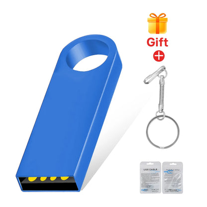 Metal USB 2.0 Flash Drive Pendrive 16GB 32GB 64GB High Speed Memory Stick U Disk 128GB Key Ring Gift 8GB