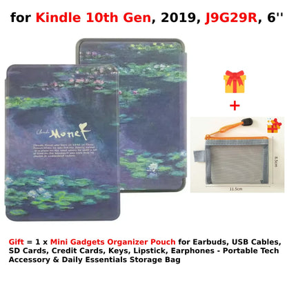 For Kindle 10th Generation Case + Mini Gadgets Organizer Pouch 6'' J9G29R 2019 Leather Cover Auto Wake/Sleep Kindle Skin Funda