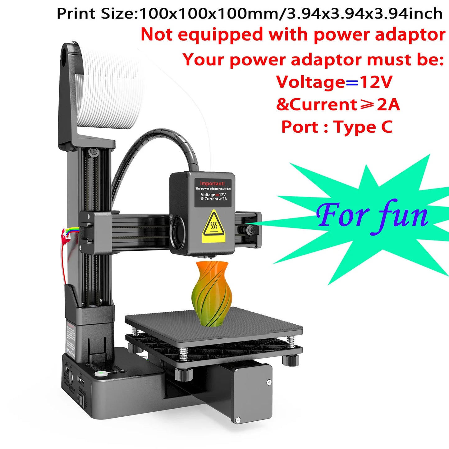 EasyThreed K10 3D Printer Mini Desktop Printing Machine for Kids 100x100x100mm Built Size Removable Platform One-Key Printing
