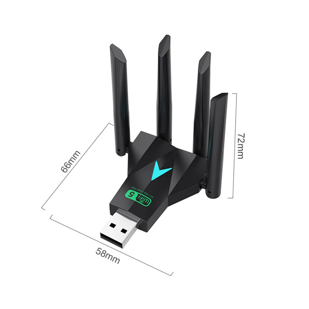 Dual Band 1300Mbps / 600M WiFi USB Adapter 2.4G/5Ghz Wi-Fi Dongle 802.11AC 4-Antenna Wireless Receiver For PC/Laptop Driver Free