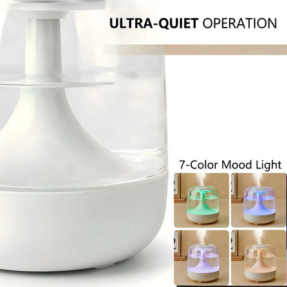Small Home Humidifier for Bedroom, Large Mist Aroma Diffuser with Ambient Light, Super High Fog Output USB Air Humidifier