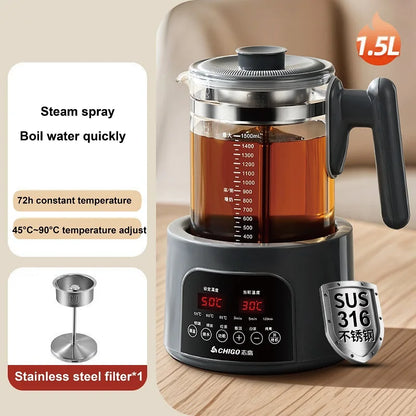 220V Health Kettle Temperature Control Pu'er Steam Teapot Baby 72h Constant Temperature Glass Milk Pot 1.5L Electric Kettle