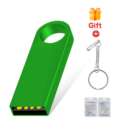 Metal USB 2.0 Flash Drive Pendrive 16GB 32GB 64GB High Speed Memory Stick U Disk 128GB Key Ring Gift 8GB