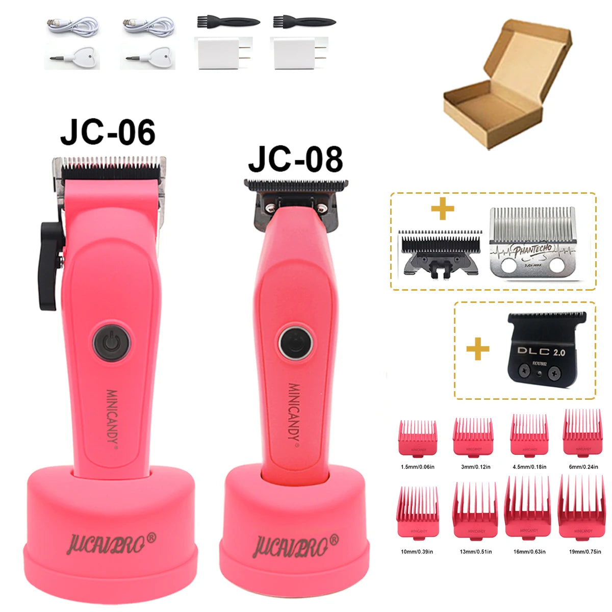JUCAI MINICANDY JC08 Men's Hair Clipper DLC Zero Gapped Brushless Motor with Base Charger Professional Trimmer Finishing Machine