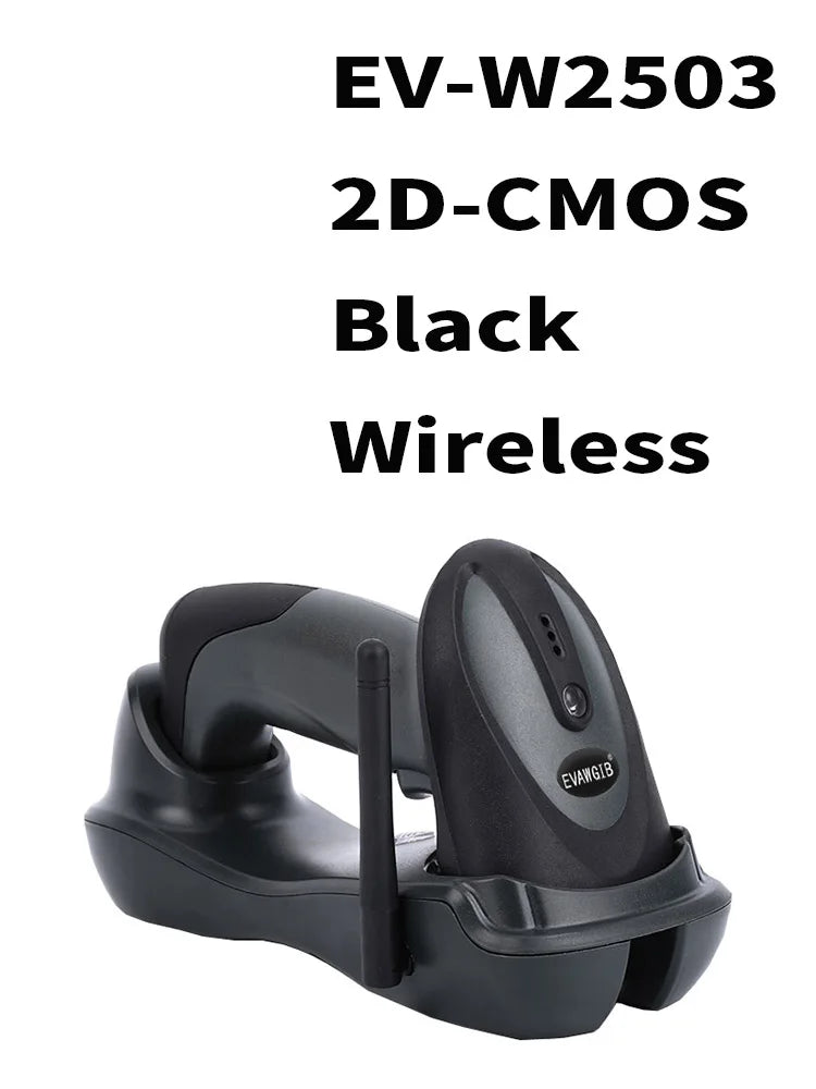 EVAWGIB 3-in-1 Barcode Scanner Handheld 1D/2D/QR Bar Code Reader Support BT 2.4G Wireless USB Wired Connection for Supermarket