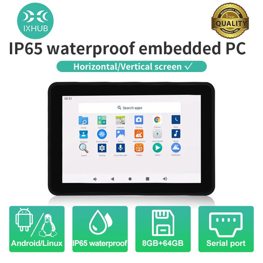 IXHUB 10.1" IP65 Waterproof PC Panel Android13 Linux Ubuntu 20.04 Industrial ALL in one Computer capacitive HMI IPS Touch Screen