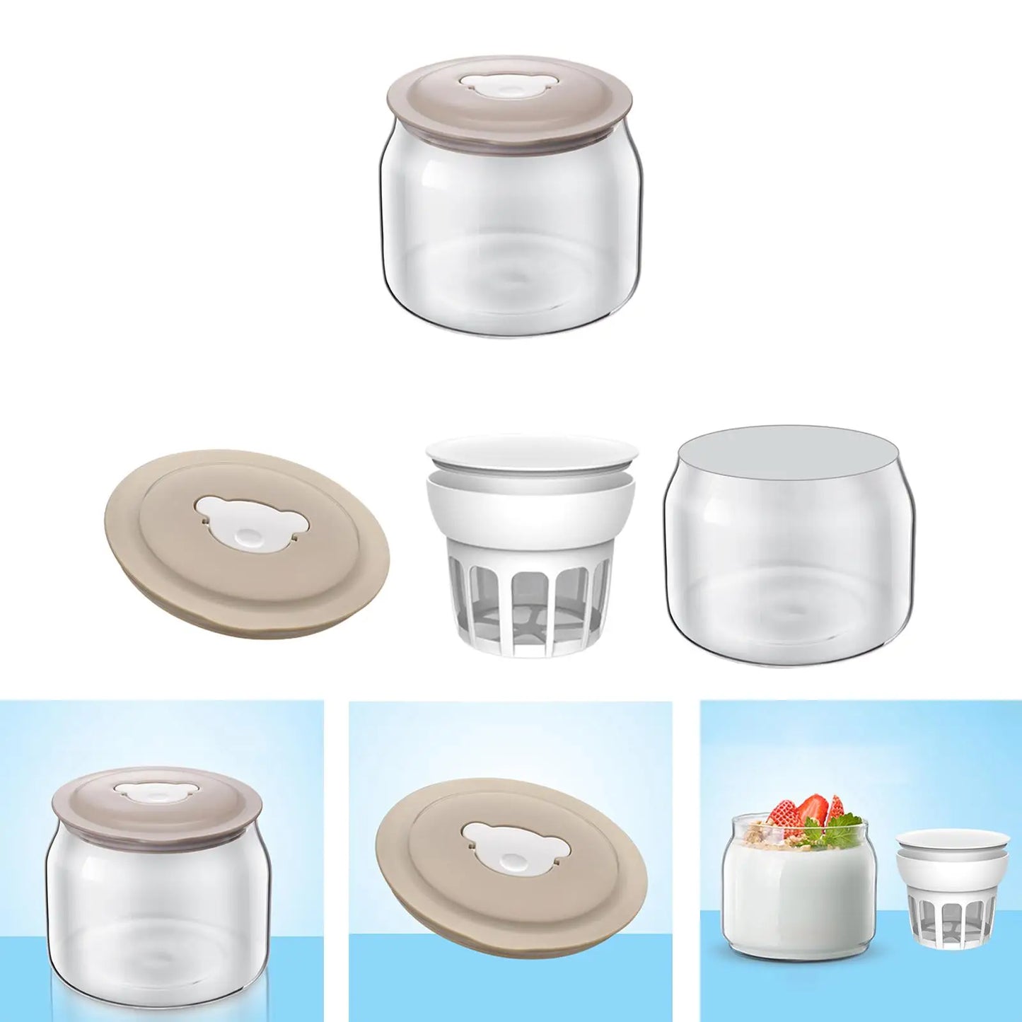 Cheese Maker, Greek Yogurt Filter Nut Milk Container, Glass Yogurt Maker Soy Milk Tea Jar for Homemade Jams Jelly