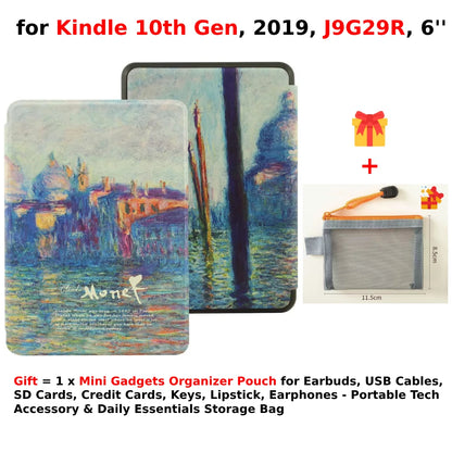 For Kindle 10th Generation Case + Mini Gadgets Organizer Pouch 6'' J9G29R 2019 Leather Cover Auto Wake/Sleep Kindle Skin Funda