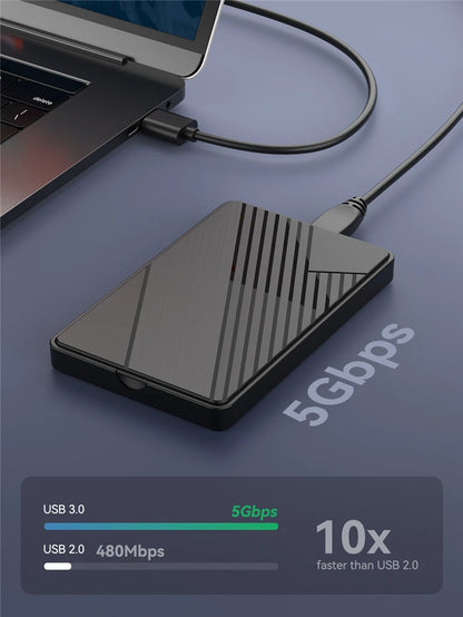 2.5 inch SATA to USB 3.0 External Hard Drive Enclosure Tool-Free 5Gbps SSD HDD Case Mobile Disk Box Support 6TB Laptop PC
