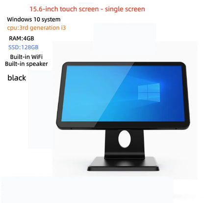 NEW 15.6 Inch Touch Screen Desktop POS Terminal Cash Register POS System All in One Windows 10 Support Folding PC I3 RAM 8GB